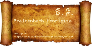 Breitenbach Henrietta névjegykártya